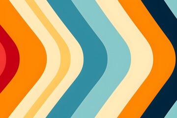 Vibrant retro wavy stripes pattern with warm and cool colors