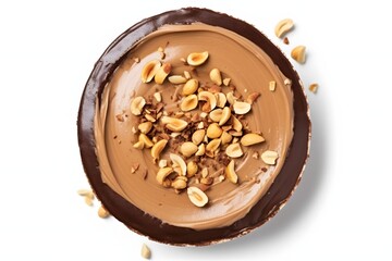 Delicious chocolate easter egg filled with creamy peanut butter and toasted nuts