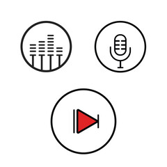 Audio Control Icons Set – Microphone, Equalizer, Play Button  Minimal Line Art UI Design