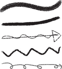 "Various Black Scribbled Lines and Shapes, Abstract Artistic Strokes"