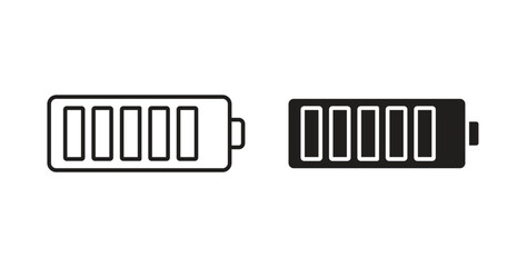 Battery icon with editable stroke and flat vector pack