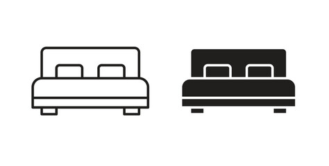Bed icon with editable stroke and flat vector pack