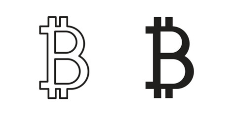 Bitcoin icon with editable stroke and flat vector pack