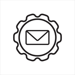 The envelope icon within a circular seal or jagged edge badge, symbolizes secure communication, certified messages, email marketing verification, or official electronic correspondence.