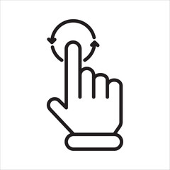 The index finger makes a circular, rotating, or refreshing motion on a touchscreen device, symbolizing rotation, reloading, repeating, or interaction with a digital interface, mobile technology.