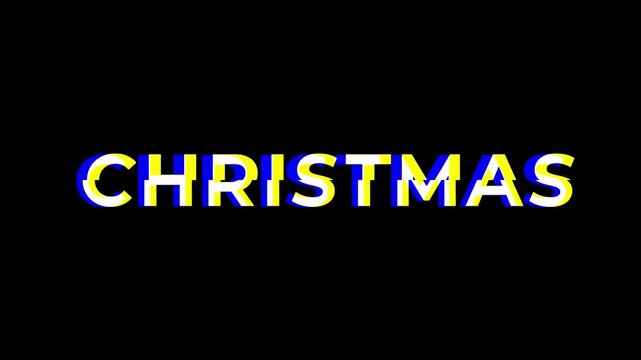 Christmas Glitch Text Animation &ndash; Modern White Typography on Black Background