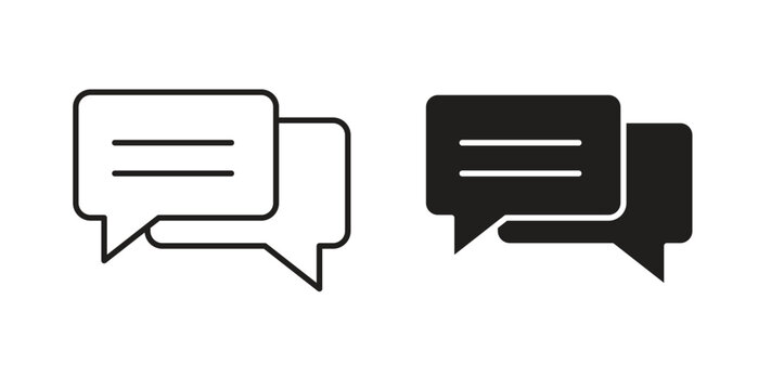 Chat icon with editable stroke and flat vector pack