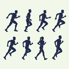 Running Silhouette Vector Set | Athlete Jogging Poses | Fitness Runner Illustration