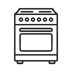 Obraz premium A simple black and white line drawing depicting a standard kitchen stove with burners and an oven