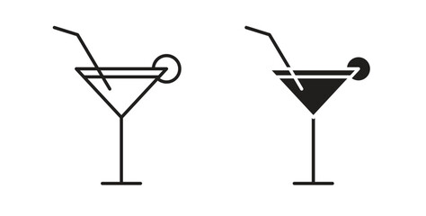 Cocktail icon with editable stroke and flat vector pack