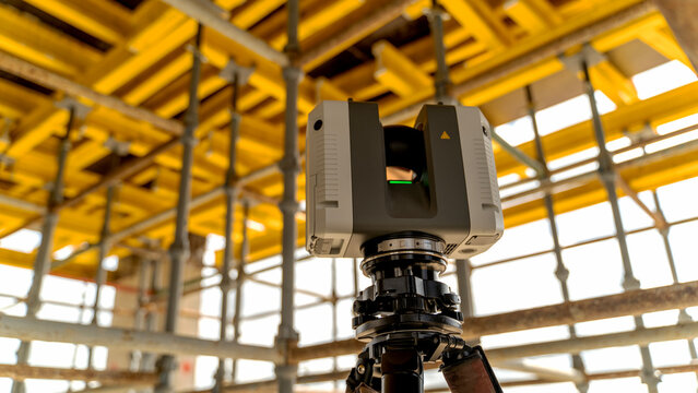 Geodetic Laser Scanning Instrument at Construction Site