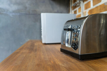 toaster on the table in the kitchen