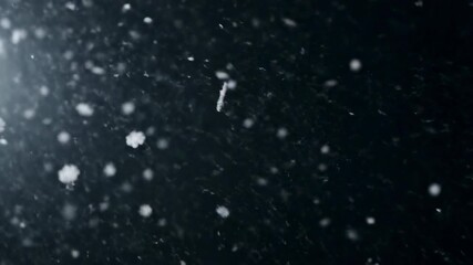 Falling snowflakes and rain drops on the window form a blue winter night backgrounds with a gentle light and particle texture - Powered by Adobe