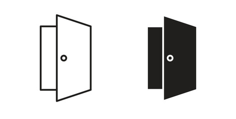 Door icon with editable stroke and flat vector pack