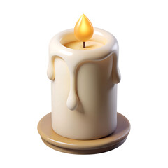 3d icon of burning candle isolated on transparent background in 3d rendering