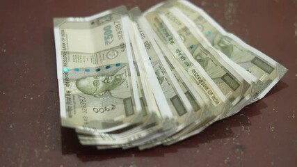 Indian 500 Rupee Notes Closeup – Cash Spread on Table