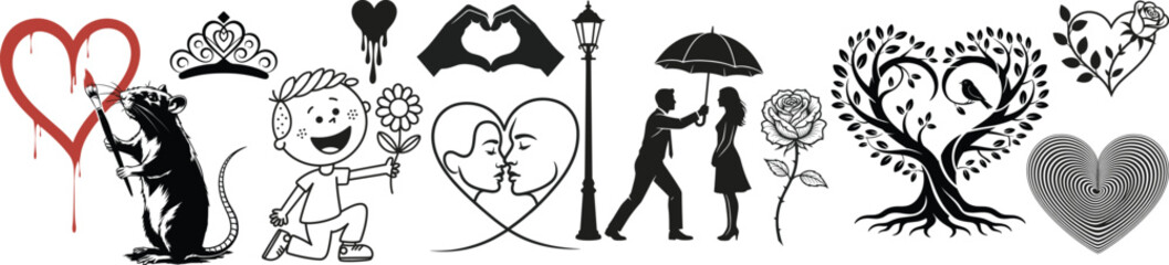 Valentine's Day design concept of romantic, love and sensuality elements, vector illustration.