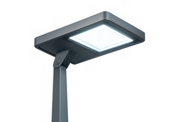 Modern led street light shining bright light. Illustrating urban design, energy saving, and technological advancement. Transparent background