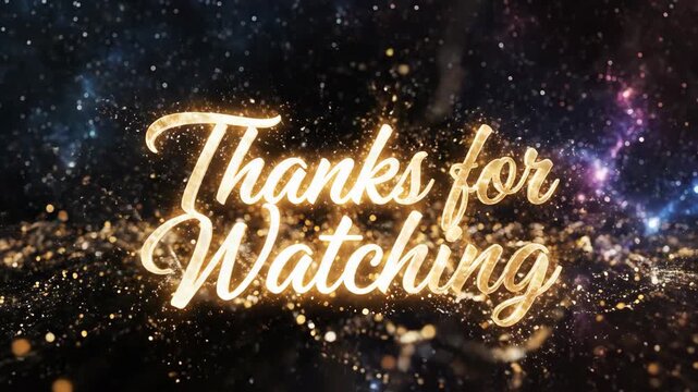 Elegant animated golden text display with particle effects against dark backdrop