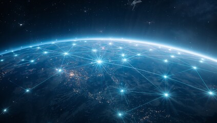 Global communication network connecting the world with modern technology, showcasing a connected planet and future innovation for worldwide business
