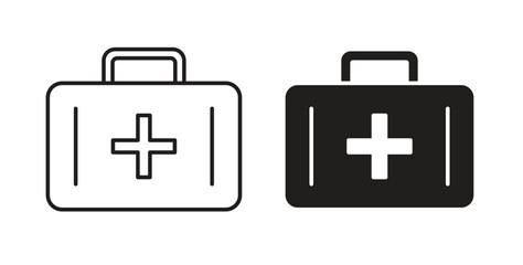First aid icon with editable stroke and flat vector pack