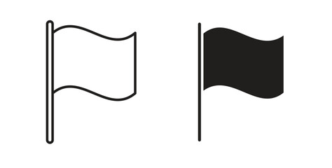 Flag icon with editable stroke and flat vector pack