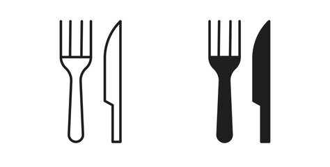 Fork and Knife icon with editable stroke and flat vector pack