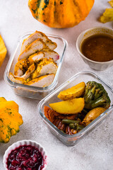 Leftover Thanksgiving day dinner food