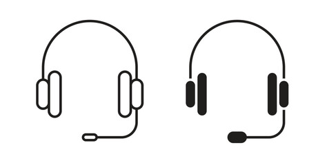 Headphones icon with editable stroke and flat vector pack