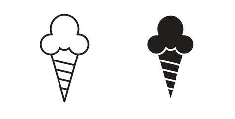 Ice cream icon with editable stroke and flat vector pack