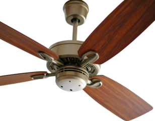 Close-Up Detail of Reversible Blades and Control Switch on Three-Speed Ceiling Fan, Isolated