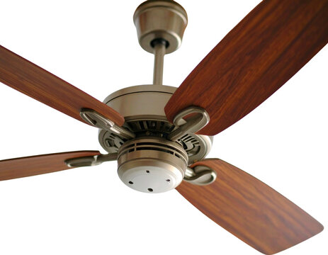 Close-Up Detail of Reversible Blades and Control Switch on Three-Speed Ceiling Fan, Isolated