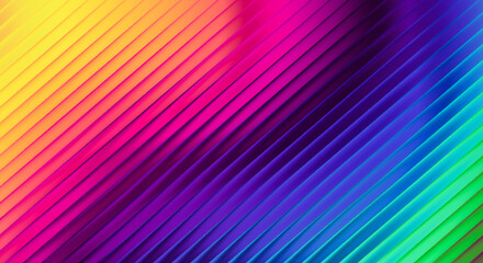Abstract rainbow gradient background with diagonal lines and vibrant colors, creating a sense of movement and energy, perfect for design projects