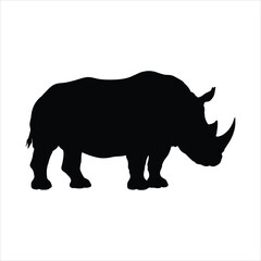 African Rhinoceros Side View Silhouette