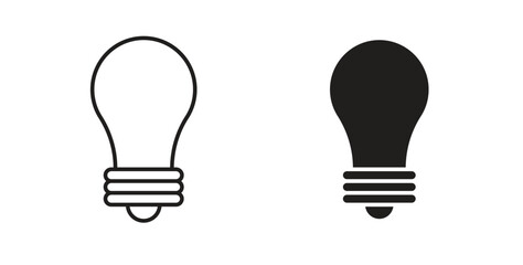 Lightbulb icon with editable stroke and flat vector pack