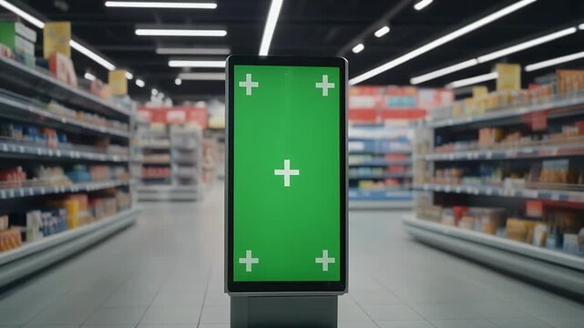 Dynamic grocery store digital signage video with green screen for product advertising videos, promoting sales, and attracting modern shoppers attention