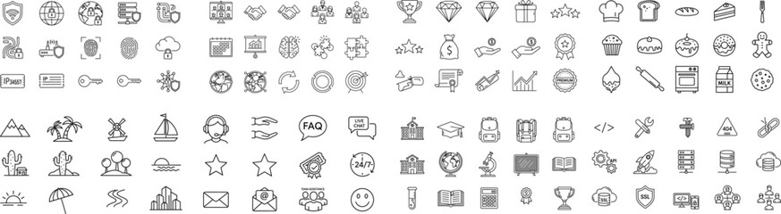 Diverse Icons Representing Business Technology And Nature