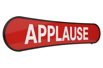 Celebration sign with the word Applause in bold white letters on a vibrant red background, perfect for events and recognition.