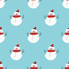 snowman seamless pattern. Perfect for your design: fabric, clothes, wrap paper