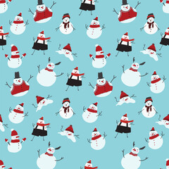 snowman seamless pattern. Perfect for your design: fabric, clothes, wrap paper