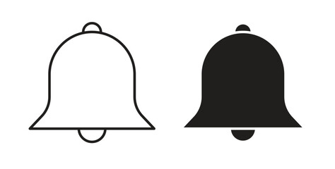Notification bell icon with editable stroke and flat vector pack