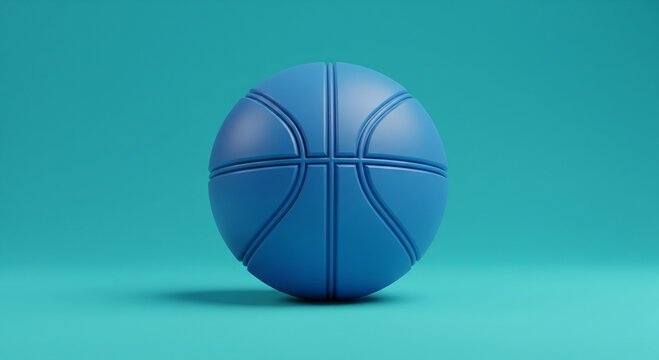 A minimalist blue basketball against a matching blue background, creating a clean and modern sportsthemed image with a focus on simplicity