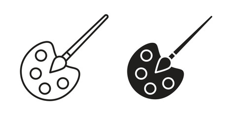 Palette icon with editable stroke and flat vector pack