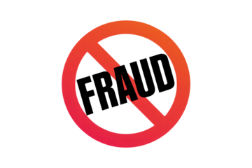 Bold prohibition sign with the word FRAUD starkly forbidden, symbolizing integrity and ethical business practices