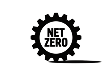 Embrace sustainability with this modern net zero gear icon, symbolizing industrial progress towards environmental responsibility and future innovation.