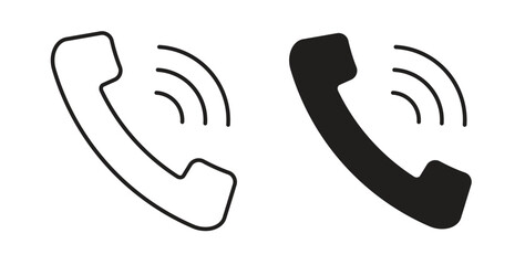 Phone call icon with editable stroke and flat vector pack
