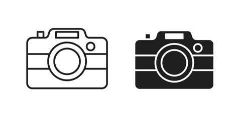 Photo Camera icon with editable stroke and flat vector pack