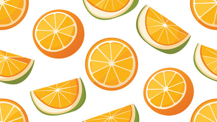 Realistic citrus slices seamless pattern, clean vector icon.