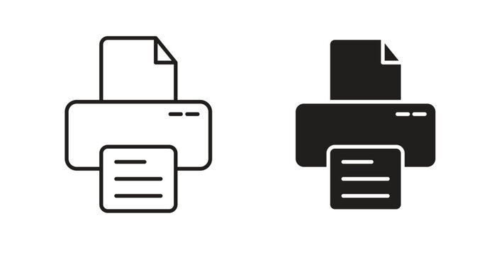 Print button icon with editable stroke and flat vector pack