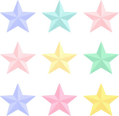 Colorful pastel five point stars graphic arranged in a three by three grid pattern 